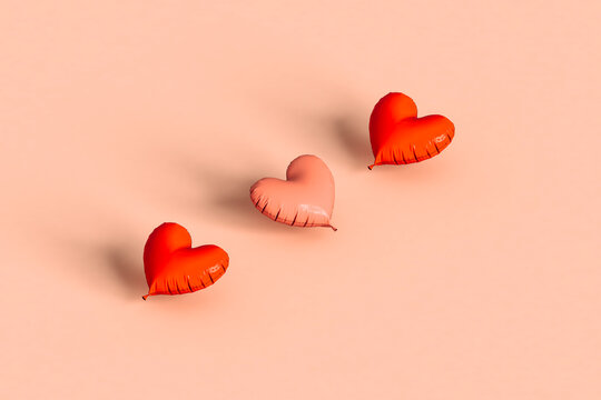 pink and red heart balloons