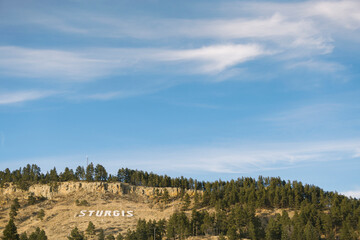Sign above the town of Sturgis, South Dakota famous motorcycle rally