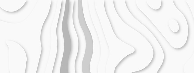 3d white papercut topography relief. Cover layout template. Material design concept vector illustration. abstract curve line white background. Abstract papercut and multi- cutout geometric.