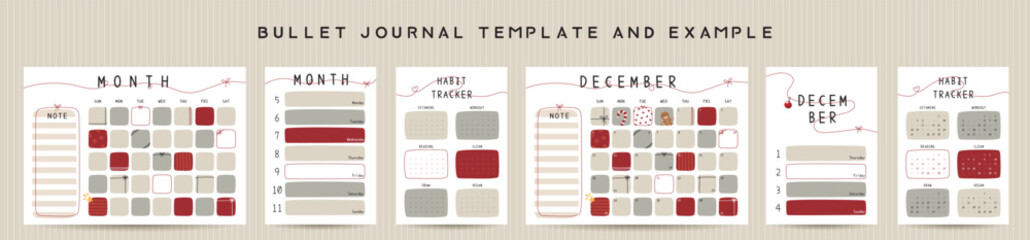 Bullet journal template. Vector illustration.