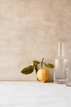Glassware with lemon minimal decor