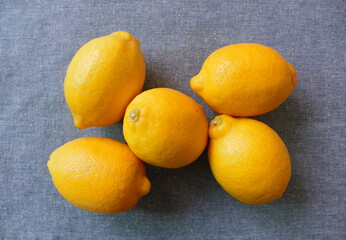 yellow lemon on linen cloth