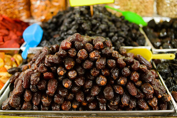 Pile of dried figs in a street market in Mexico.