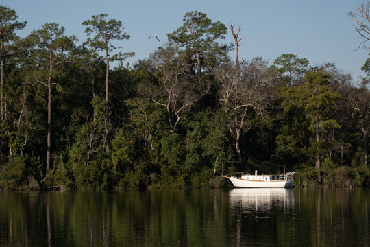 Boat on Magnolia River Alabama