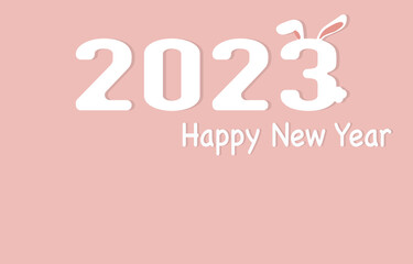 Fototapeta na wymiar Happy New Year 2023 (Year of the Rabbit) with Pink Copy Space Background. Vector illustration eps10.