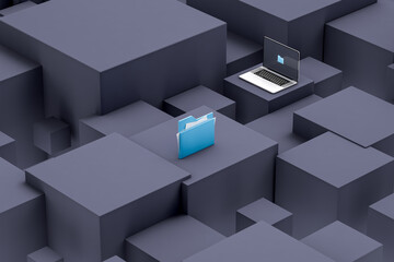 Background with computer and folder
