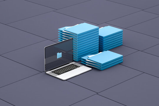 Background with computer and folder