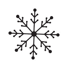 Flat hand drawn snowflake silhouette illustration