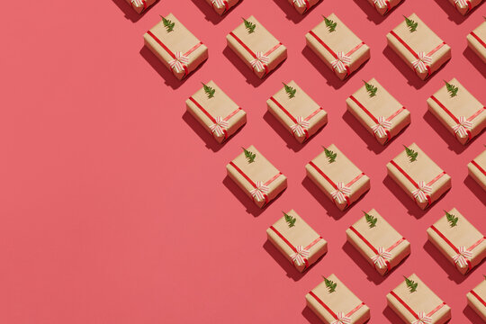 Creative christmas concept. Red background.