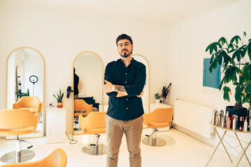 Portrait of Hairdresser in His Salon 