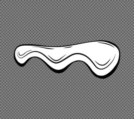 Dripping liquid outline on a transparent background. Contoured black and white illustration of a flowing viscous liquid. Wax, honey, slime. Vector. 