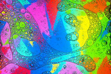 Swirls of bubbles on varicolored background