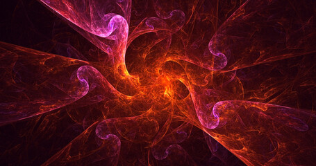 3D rendering abstract multicolor fractal light background