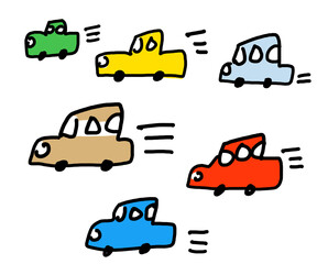 左に走る車たち