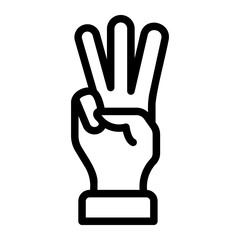 three fingers line icon