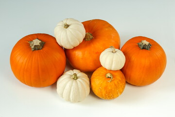 Ripe pumpkins are orange and white on a white surface. Step 1. Step-by-step instructions. Candied pumpkin recipe