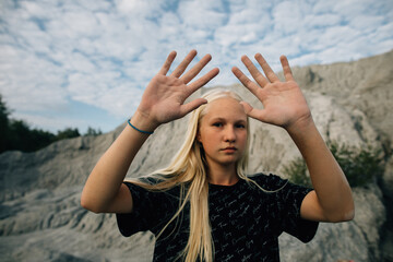 Chalk dust on the palms