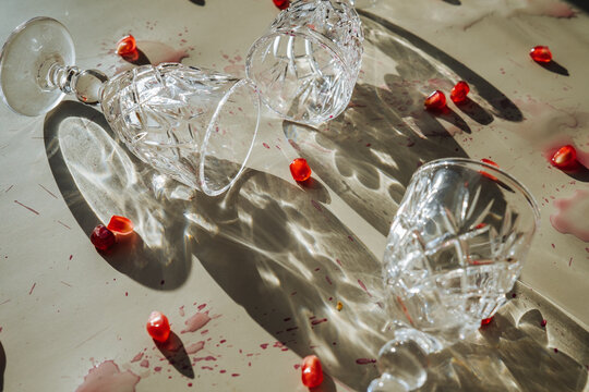 Art still life  with crystal glasses. 