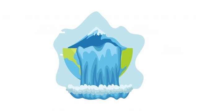 half earth with water fall ecology animation