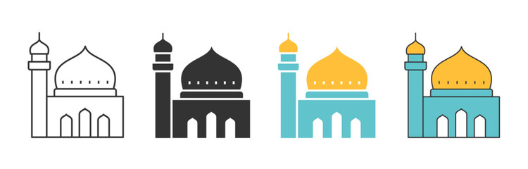 Arabian mosque icon. Black vector illustration isolated on white background.