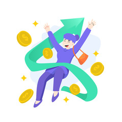 Illustration graphic of Rising Stock Prices. Perfect for banner, social media, etc.