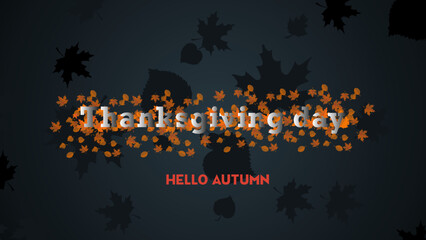 Autumn season happy Thanksgiving Day lettering typography poster. Celebration text banner design vector illustration.