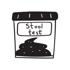 Medical checkup. Stool test. Outline vector icon.