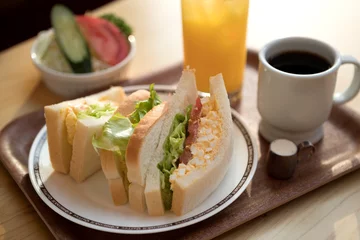 Fototapeten サンドイッチ・カフェ・セットメニュー © PONPON