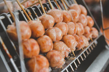 Grilled Sausages on market in Thailand.