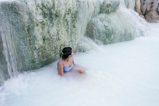 Bathing in the hot springs in Tuscany