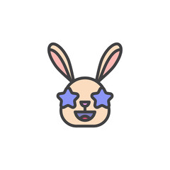 Star-Struck rabbit emoticon filled outline icon