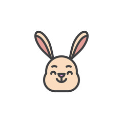 Smiling rabbit face emoticon filled outline icon