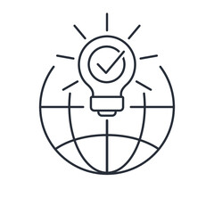 Global solution. Vector linear icon isolated on white background.