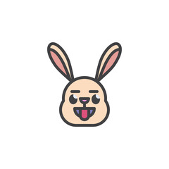 Rabbit showing tongue emoticon filled outline icon