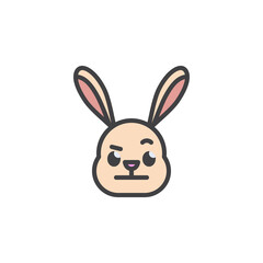 Fototapeta na wymiar Rabbit Face with Raised Eyebrow emoticon filled outline icon