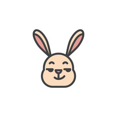 Smirking rabbit face emoticon filled outline icon