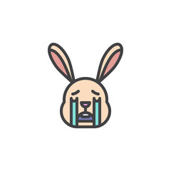 Rabbit Loudly Crying Face emoticon filled outline icon