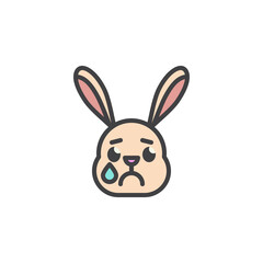 Crying rabbit face emoticon filled outline icon