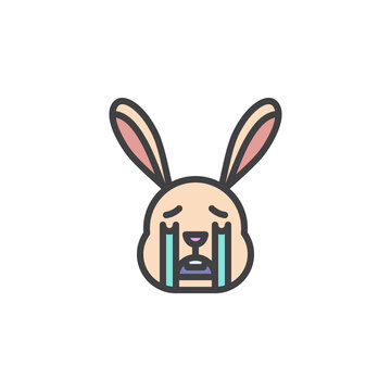 Rabbit Loudly Crying Face emoticon filled outline icon