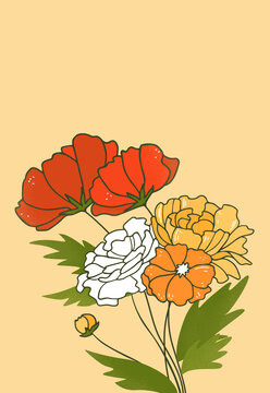 Illustration with summer flowers
