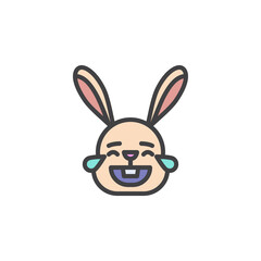 Rabbit Face with Tears of Joy emoticon filled outline icon