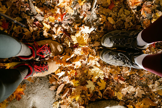 hiking feet in leaves 