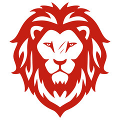 Red Lion Head Scar Logo Illustration Mascot Design  © sewonboy