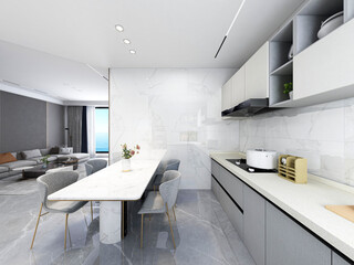 3D rendering, Nordic wooden style restaurant design