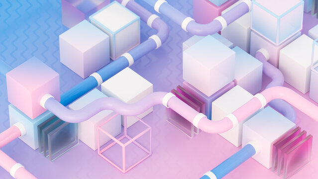 Cubes 3D Illustration Startup Concept