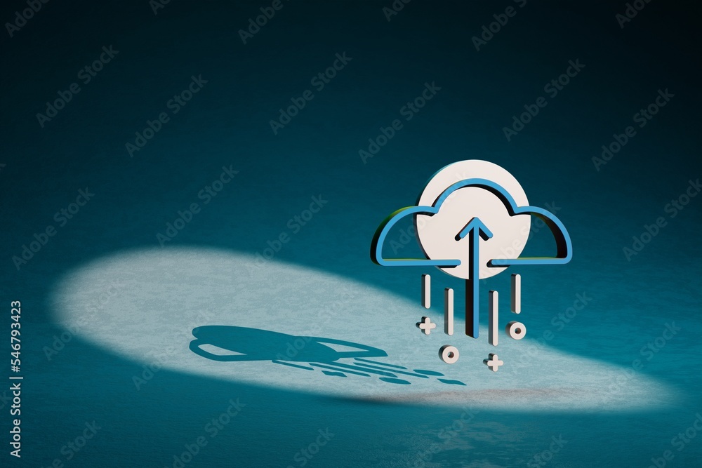 Leinwandbilder Beautiful abstract illustrations Blue and Golden Upload symbol icon on a dark blue background. 3d rendering illustration. Background pattern for design.