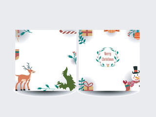 social media post banner and ads christimas Holiday greeting cards. Trendy square Winter Holidays art templates. Suitable for social media post, mobile apps, banner design and web, internet ads.
