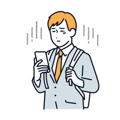 不採用通知を受け取る若い男性のシンプルなベクターイラスト素材