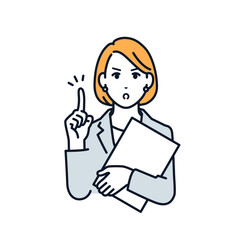 警告するスーツの女性のシンプルなベクターイラスト素材