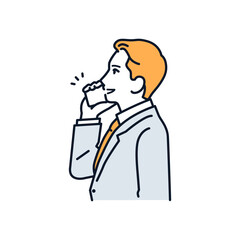 スマートフォンで通話するビジネスマンのシンプルなベクターイラスト素材